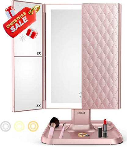 Trifold LED Makeup Mirror