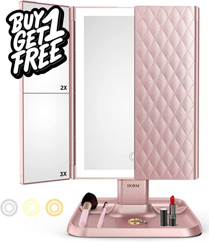 Trifold LED Makeup Mirror