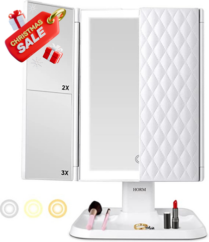 Trifold LED Makeup Mirror
