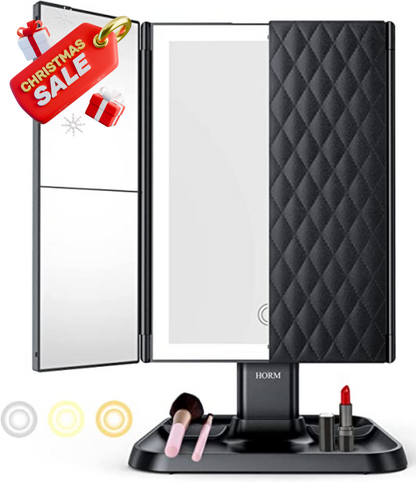 Trifold LED Makeup Mirror
