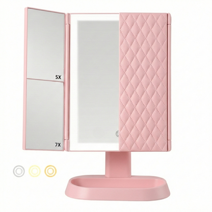 Trifold LED Makeup Mirror