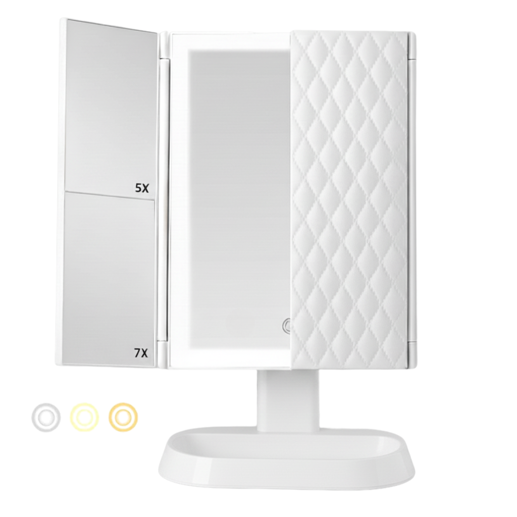 Trifold LED Makeup Mirror