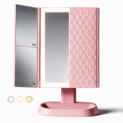 Trifold LED Makeup Mirror